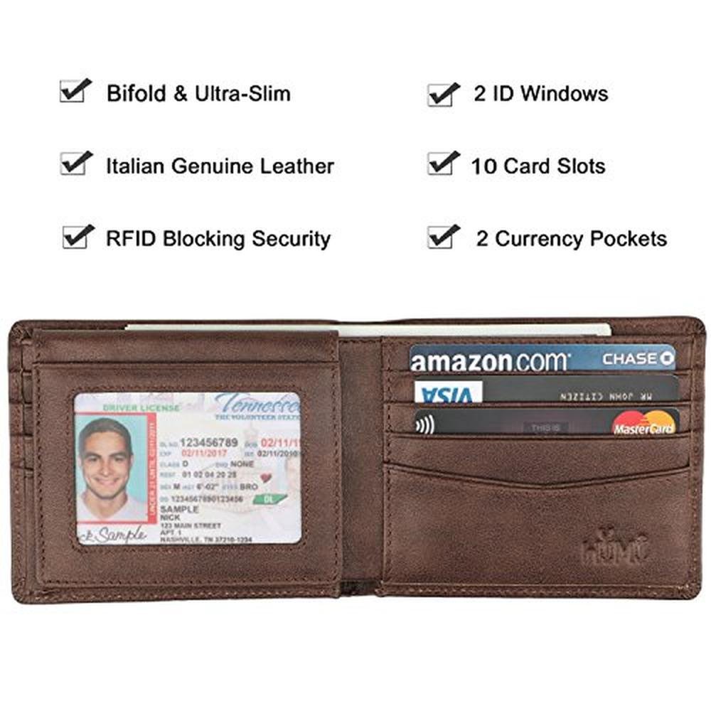Wallet for Men-Genuine Leather RFID Blocking Bifold Stylish – Close-up Detail