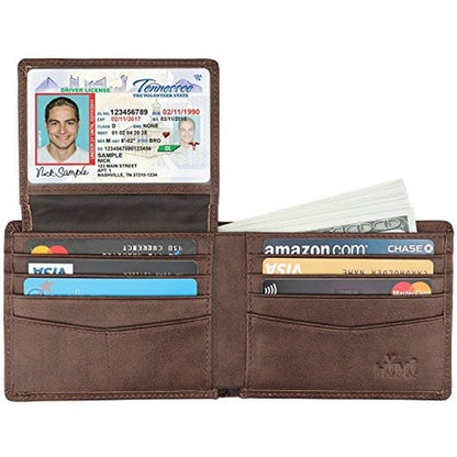 Wallet for Men-Genuine Leather RFID Blocking Bifold Stylish – In Use