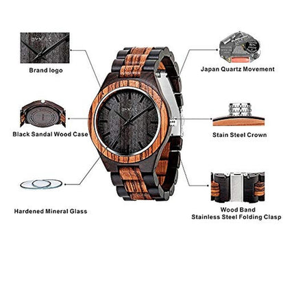 Bymax Men Wood Watch Quartz: Handmade Wooden Wrist Watch – In Use