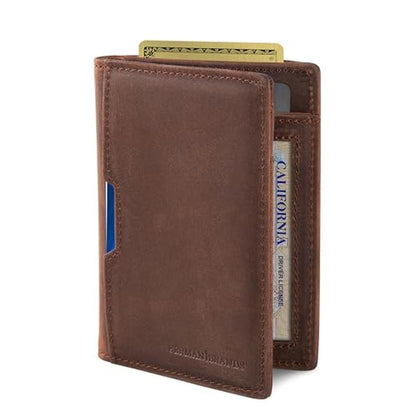 SERMAN BRANDS: Wallets for Men Slim Mens leather RFID – Front View