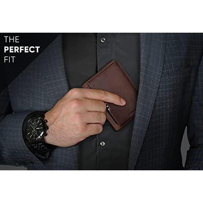 SERMAN BRANDS: Wallets for Men Slim Mens leather RFID – Side View
