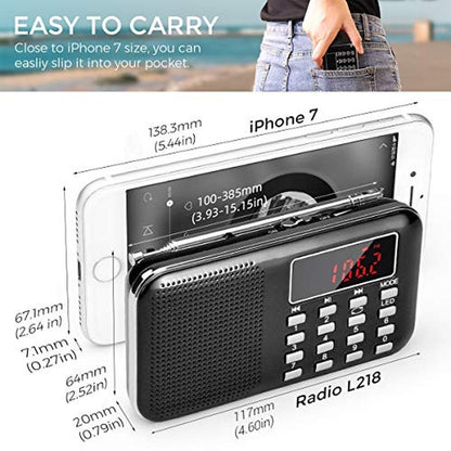 Radio Prunus: PRUNUS Mini Portable Radio AM FM Pocket Radio – Close-up Detail