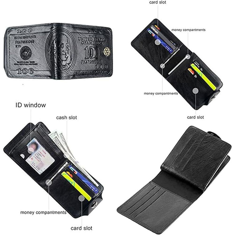 Men's US Dollar Bill Wallet: Premium Leather Credit Card – Side View
