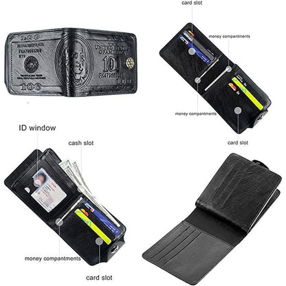 Men's US Dollar Bill Wallet: Premium Leather Credit Card – Side View