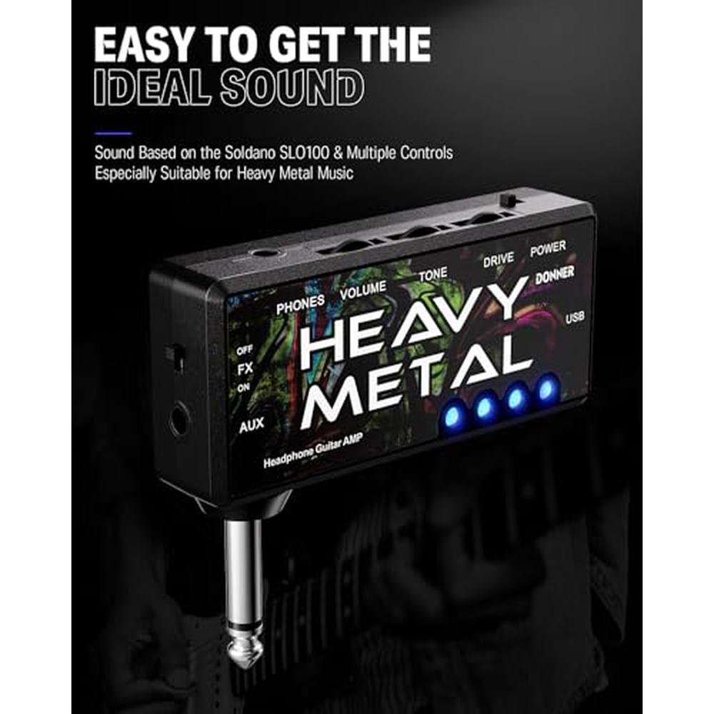 Guitar Headphone: Donner Heavy Metal USB Rechargeable Mini – Side View