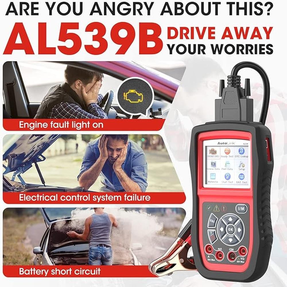 Autel AL539B: Autel AL539B OBD2 Scanner 3-in-1 Code Reader – Side View
