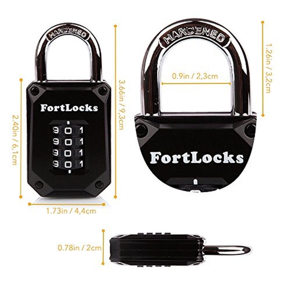 FortLocks Heavy Duty Waterproof Combination Locks 2 Pack – Side View