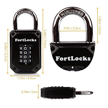 FortLocks Heavy Duty Waterproof Combination Locks 2 Pack – Side View