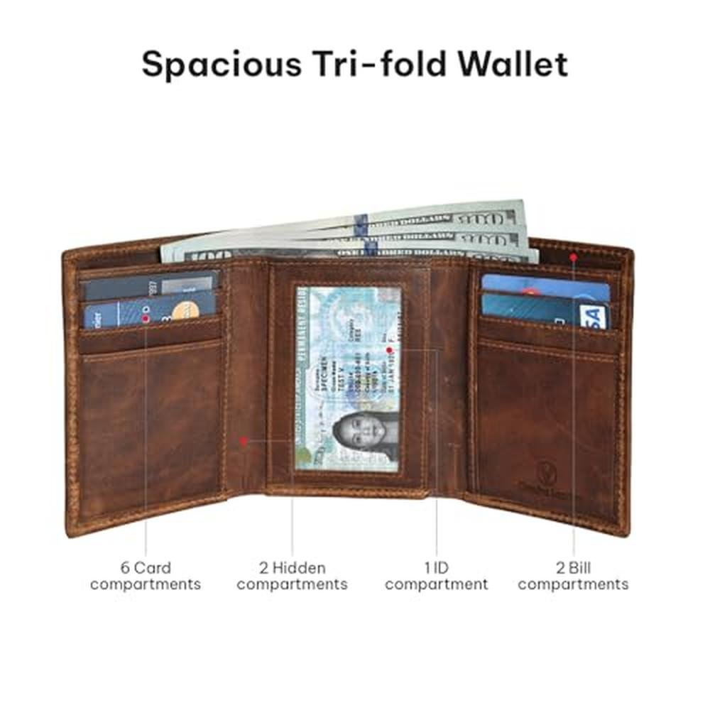 Genuine Leather: Men's RFID Blocking Slim Trifold Wallet – Side View