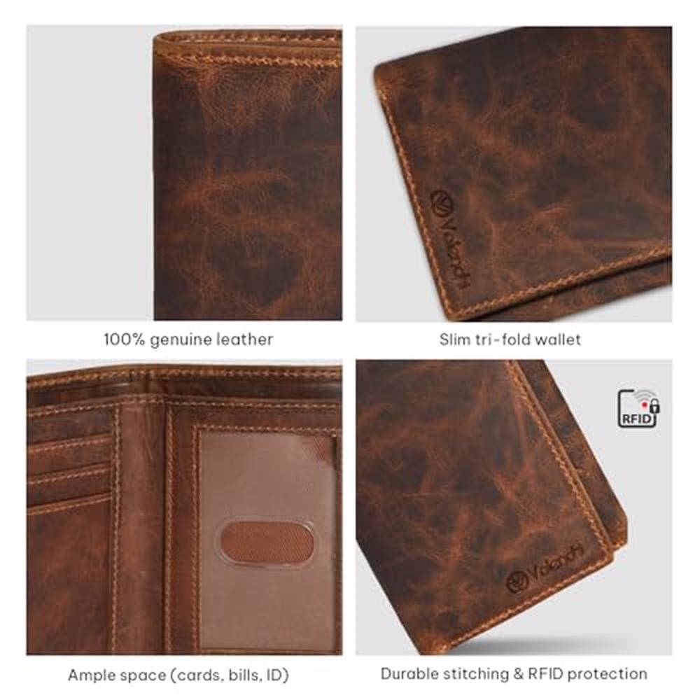 Genuine Leather: Men's RFID Blocking Slim Trifold Wallet – In Use