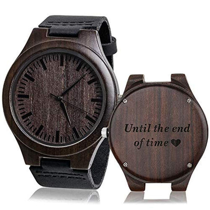 Engraved Wooden Watch: Unique Wedding Gifts Anniversary for – Front View