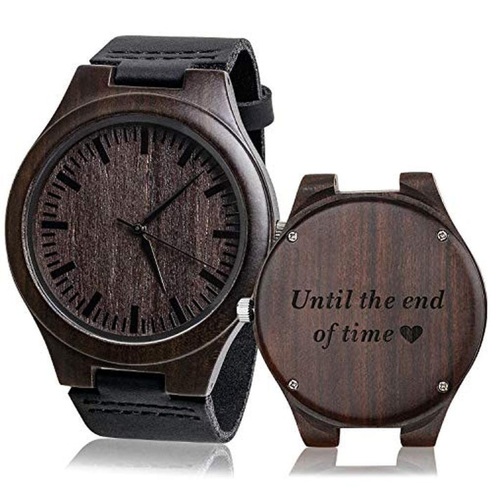 Engraved Wooden Watch: Unique Wedding Gifts Anniversary for – Front View