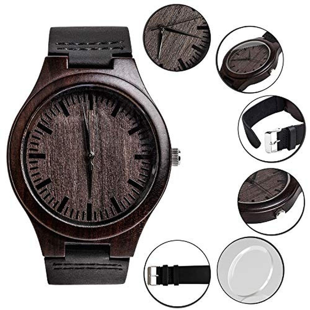 Engraved Wooden Watch: Unique Wedding Gifts Anniversary for – Side View