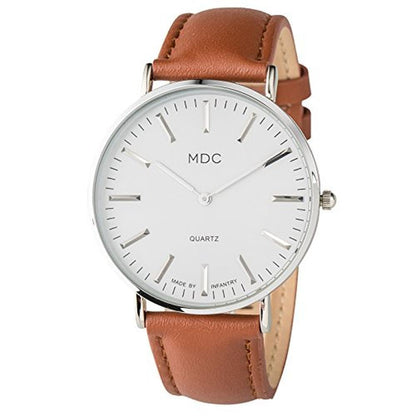 Infantry Classic: MDC Brown Leather Watch – Front View