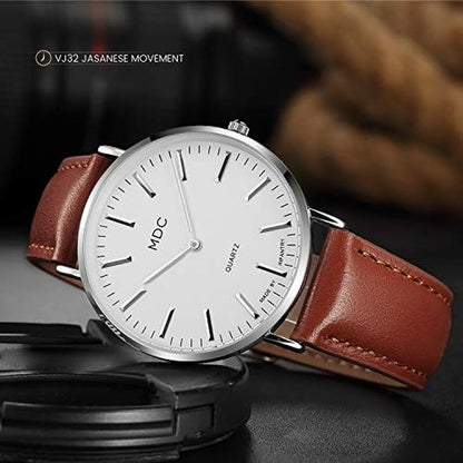 Infantry Classic: MDC Brown Leather Watch – Side View