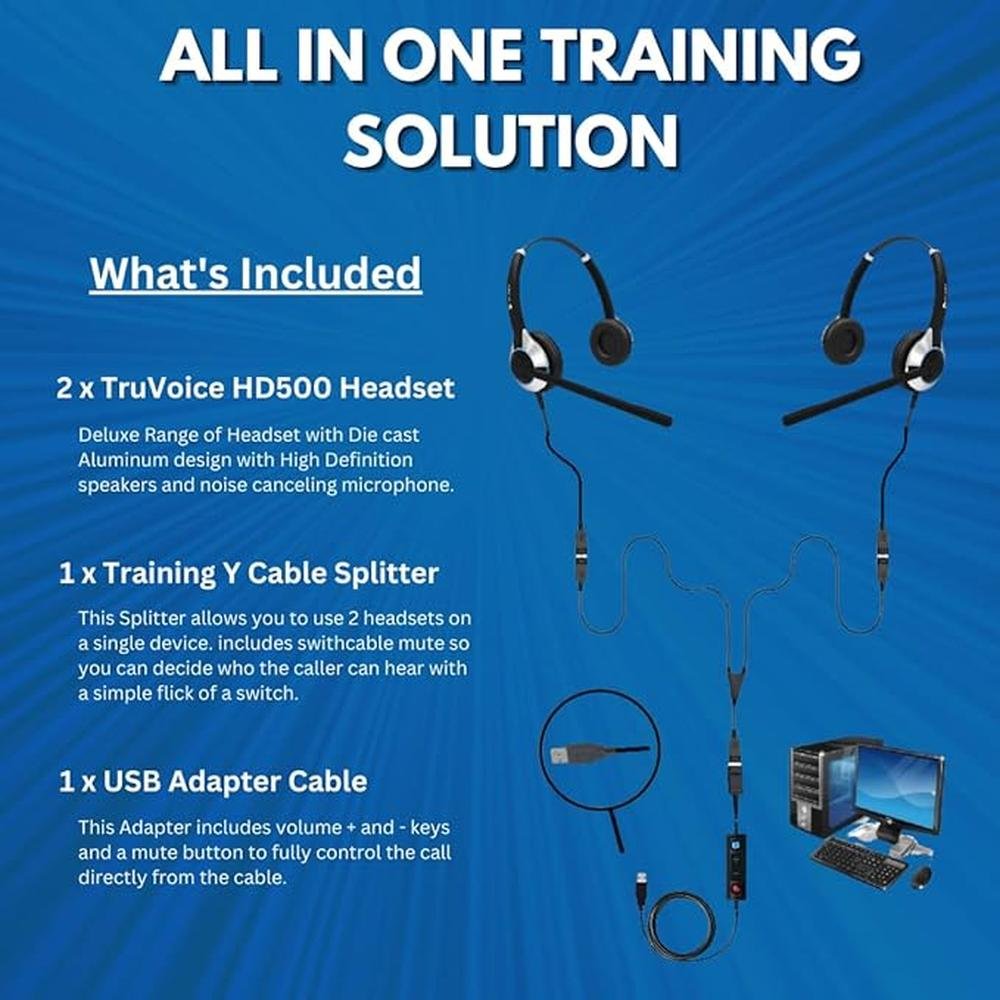 TruVoice Computer Headset Bundle for Training – Side View
