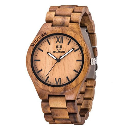 Watch Wooden: MUJUZE Wood Watch Handmade Lightweight Wooden – Front View