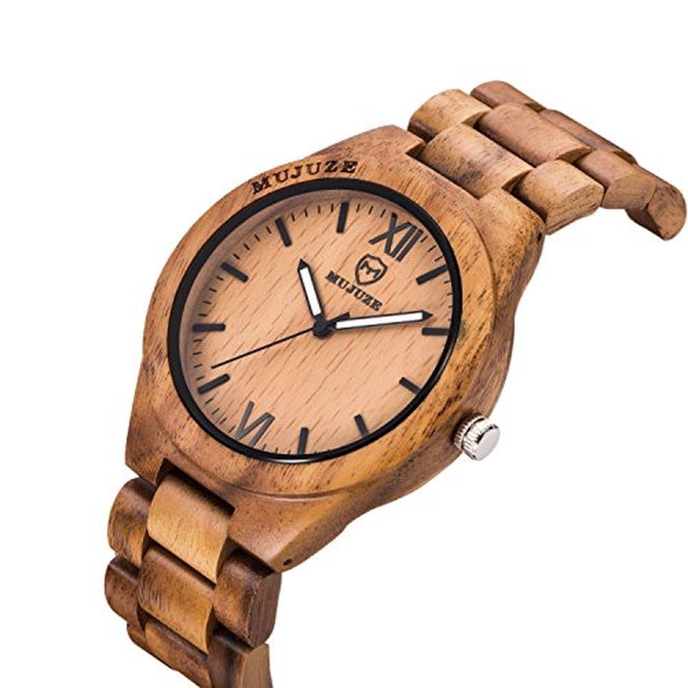 Watch Wooden: MUJUZE Wood Watch Handmade Lightweight Wooden – Side View