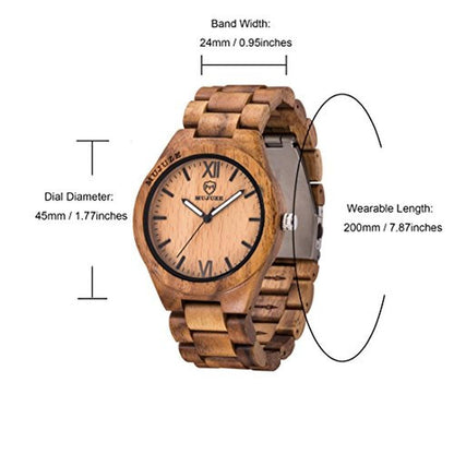 Watch Wooden: MUJUZE Wood Watch Handmade Lightweight Wooden – Close-up Detail
