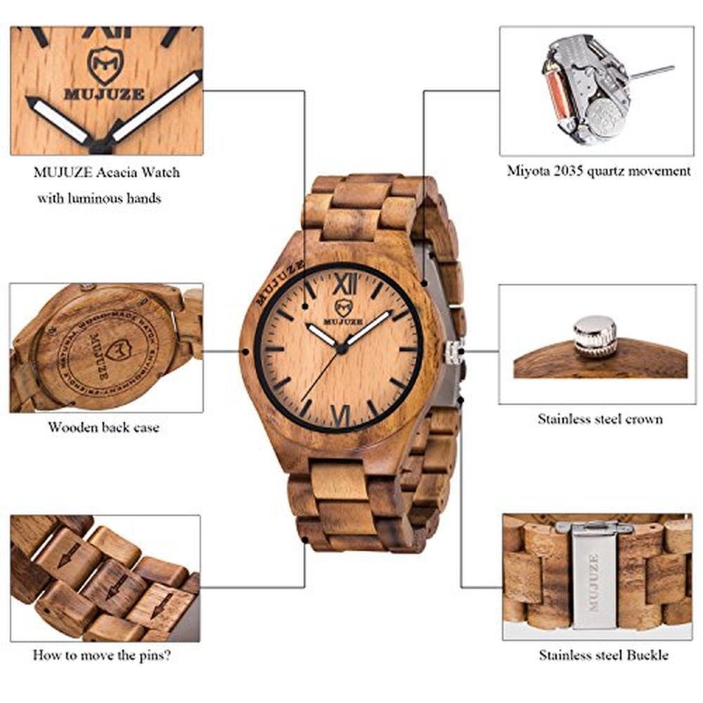 Watch Wooden: MUJUZE Wood Watch Handmade Lightweight Wooden – In Use