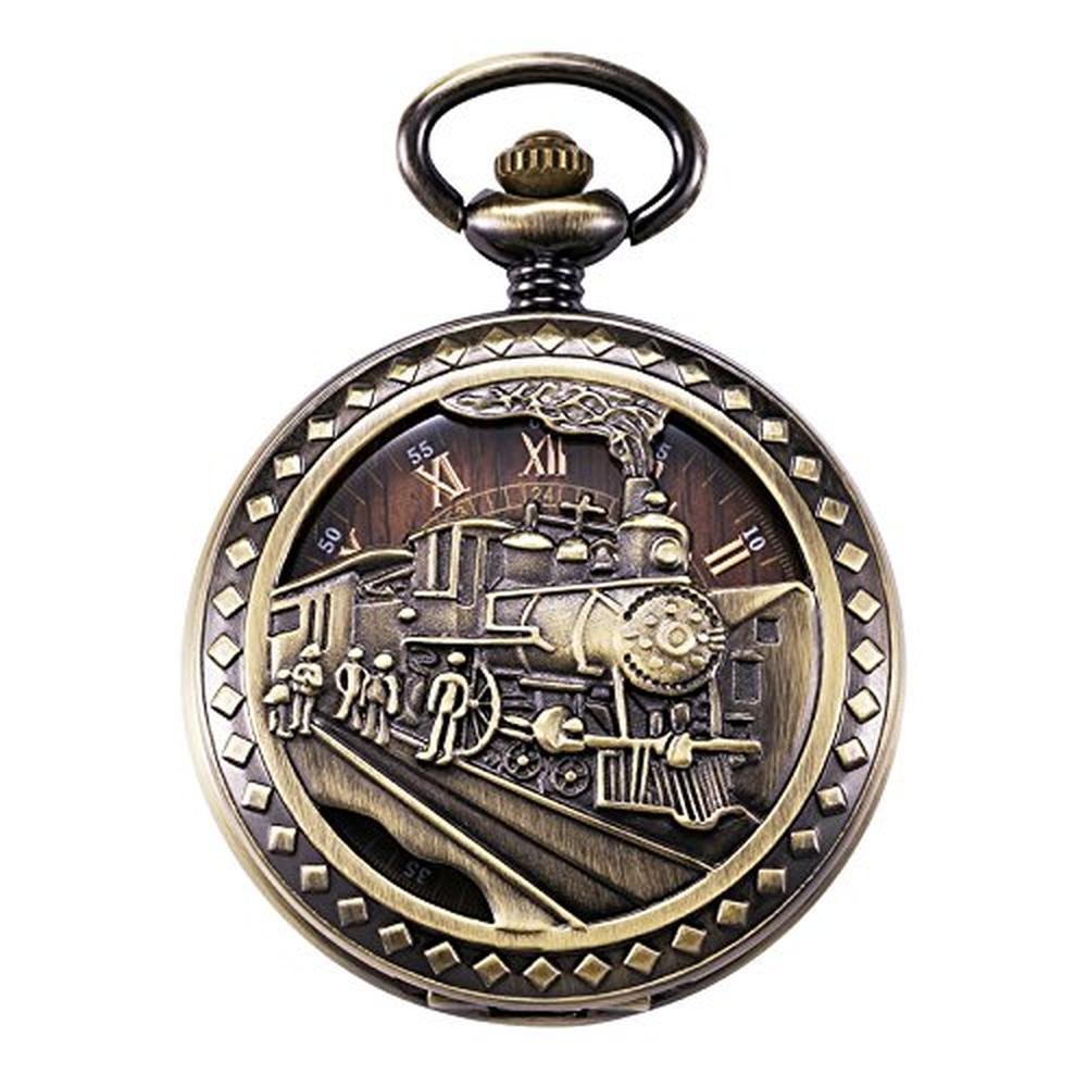 Treeweto Antique: Mens Pocket Watch Skeleton Mechanical – Close-up Detail