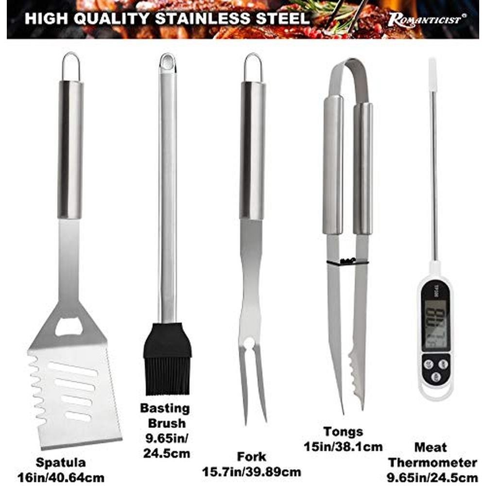 Set Grill: ROMANTICIST 28pcs BBQ Accessories Set with – Side View