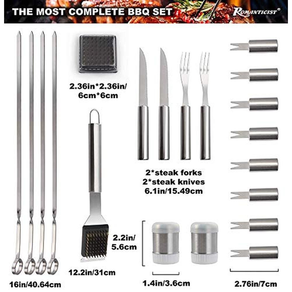 Set Grill: ROMANTICIST 28pcs BBQ Accessories Set with – Close-up Detail