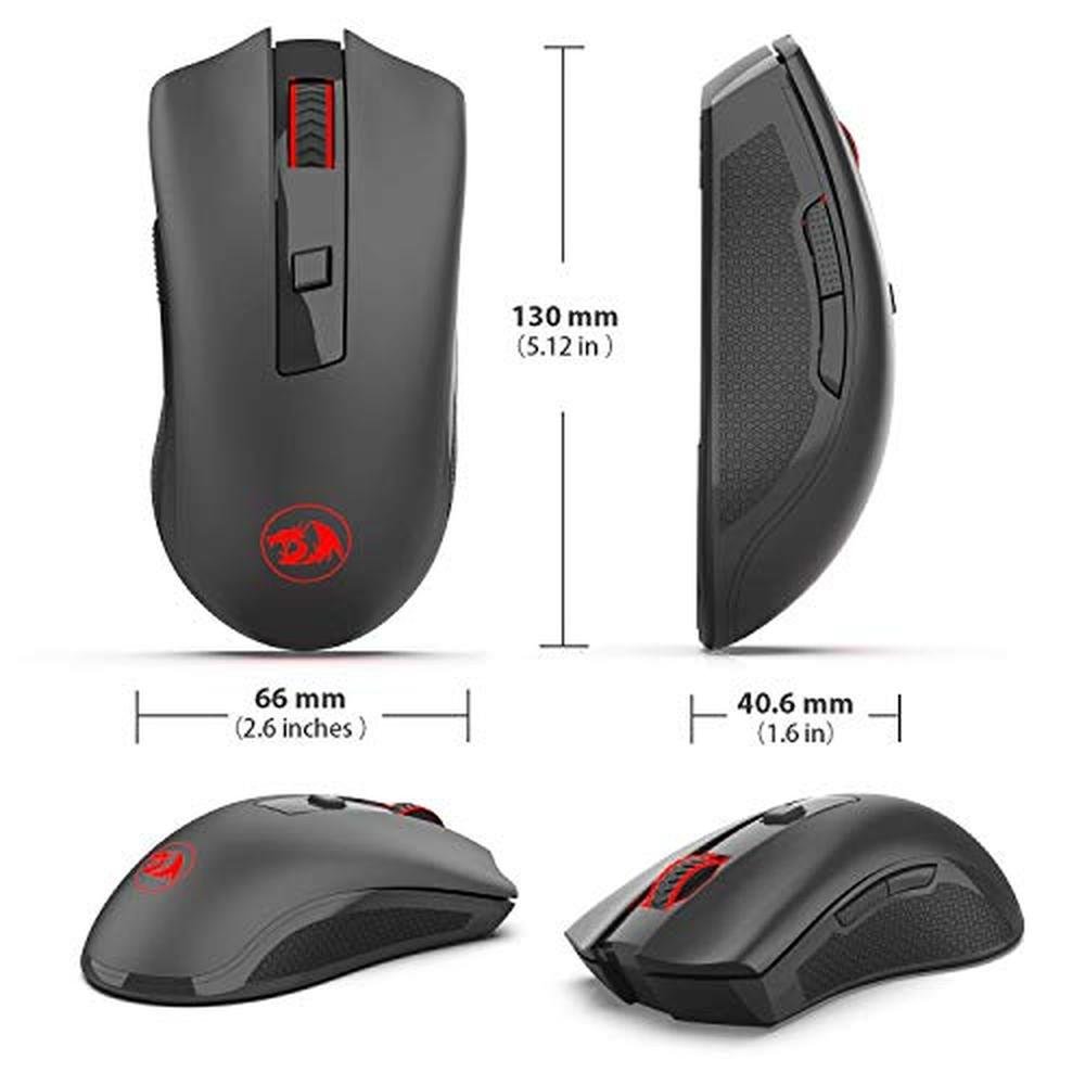 Redragon M652 Optical 2.4G Wireless Mouse with USB Receiver – Side View