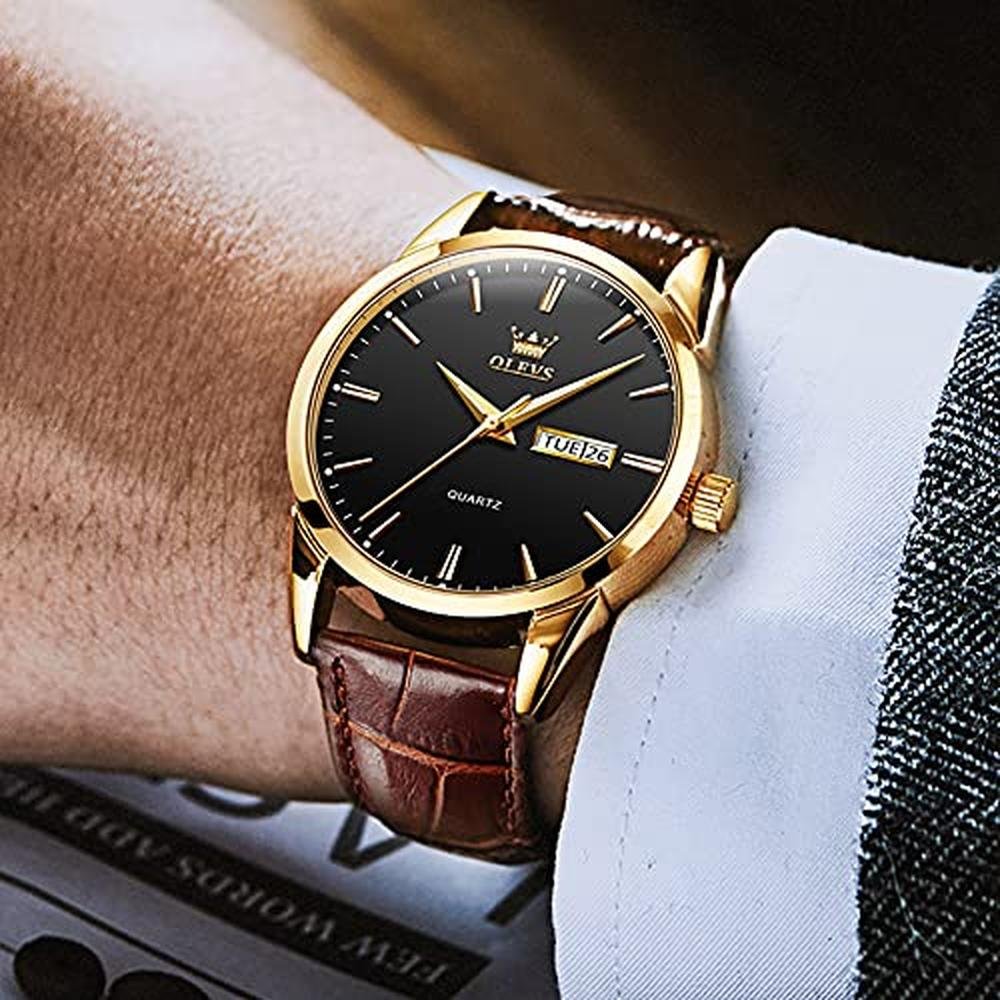 Watches OLEVS: OLEVS Brown Leather Analog Quartz Fashion – Packaging