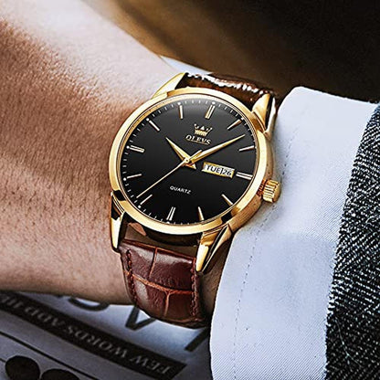 Watches OLEVS: OLEVS Brown Leather Analog Quartz Fashion – Packaging