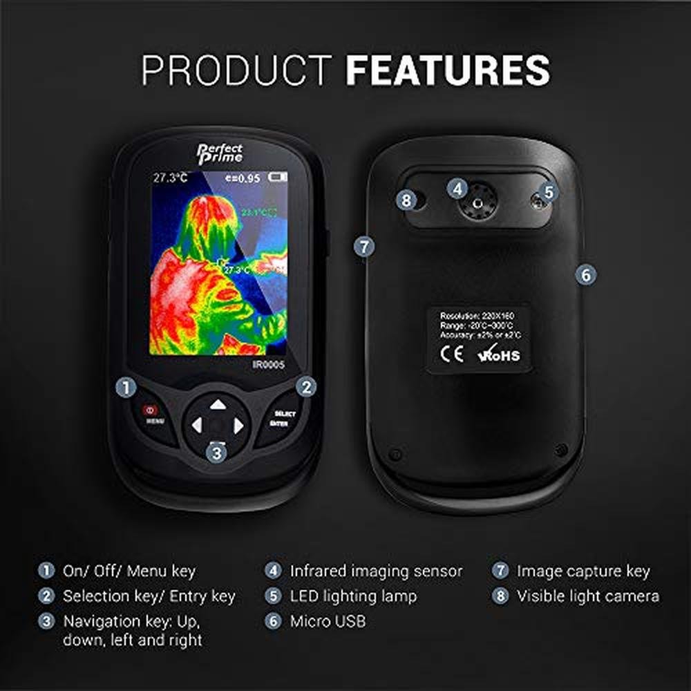 PerfectPrime IR0005 Infrared (IR) Thermal Imager & Visible – Close-up Detail