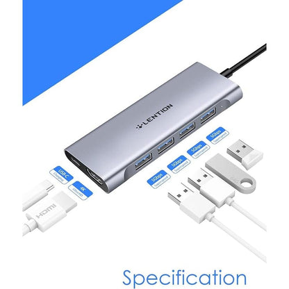 LENTION USB-C Multi-Port Hub with 4K HDMI Output – Side View