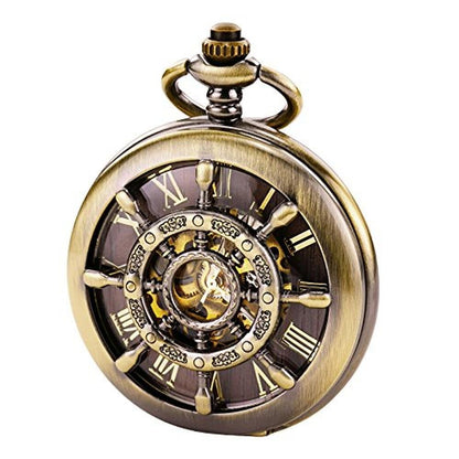 Pocket Treeweto: TREEWETO Bronze Rudder Pocket Watch Double – Front View