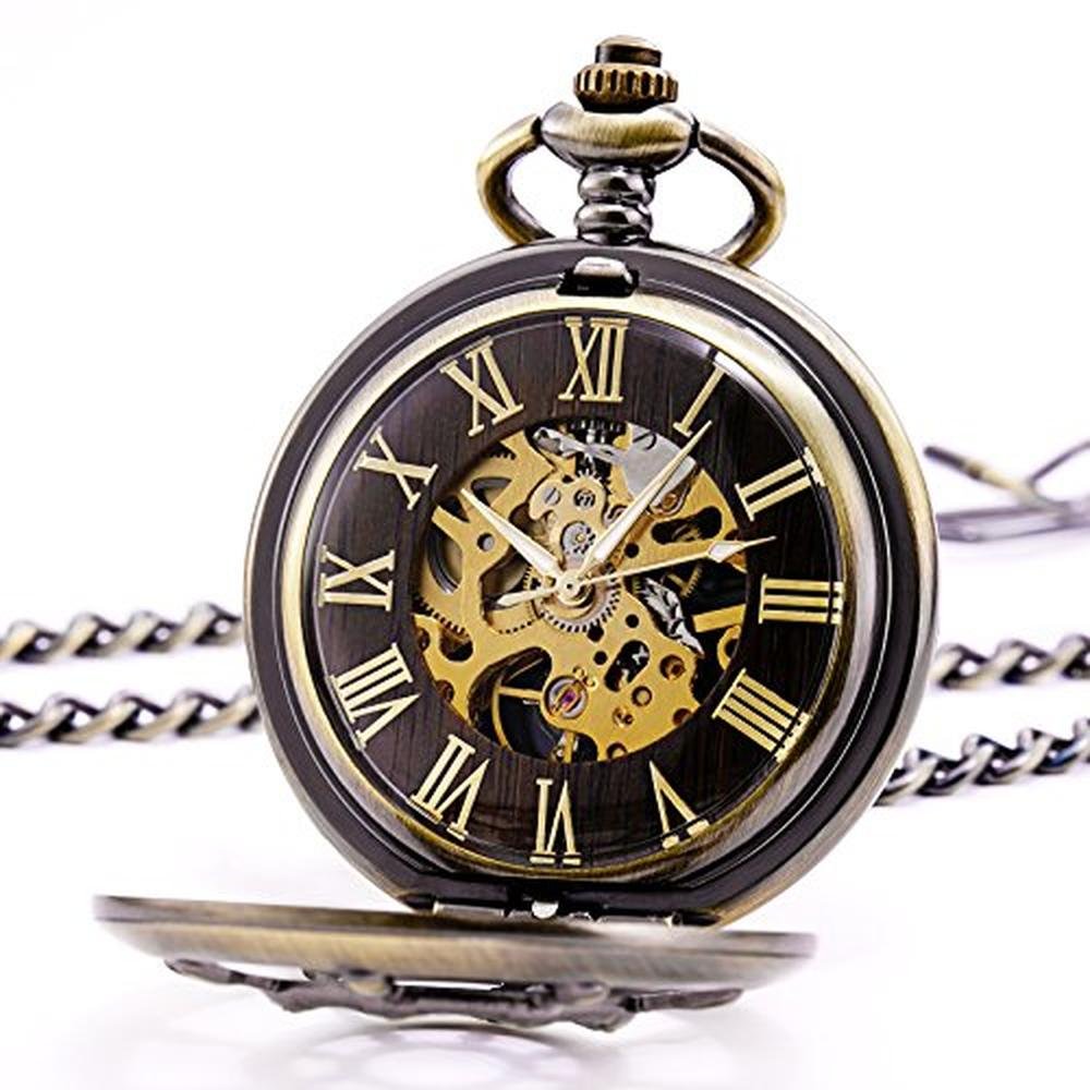 Pocket Treeweto: TREEWETO Bronze Rudder Pocket Watch Double – Side View