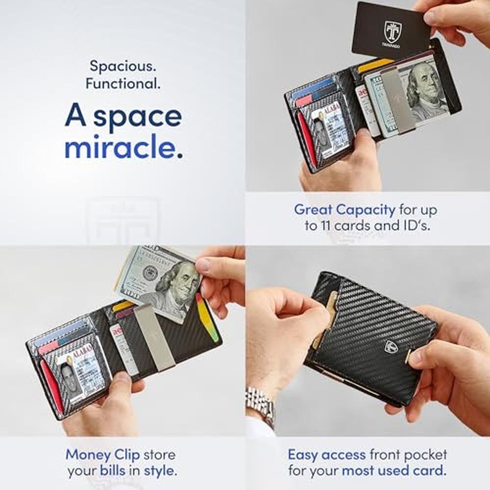 TRAVANDO Mens Wallet with Money Clip AUSTIN RFID Blocking – Close-up Detail