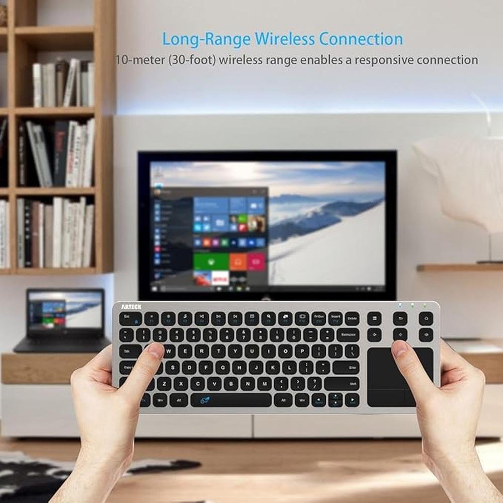 Arteck Keyboard: Arteck 2.4G Wireless Touch TV Keyboard – In Use