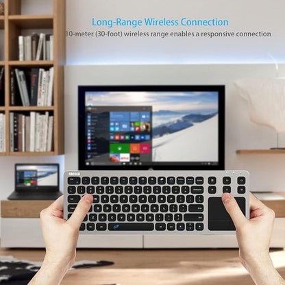 Arteck Keyboard: Arteck 2.4G Wireless Touch TV Keyboard – In Use