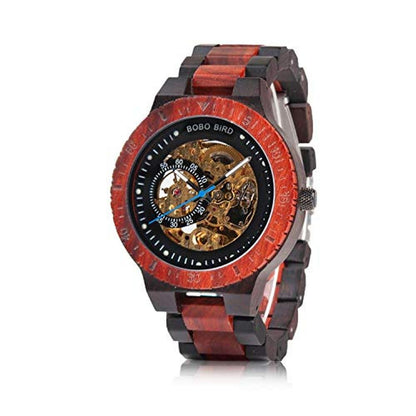 BOBO BIRD Mens Wooden Watch: Luxury Mechanical Timepiece – Front View