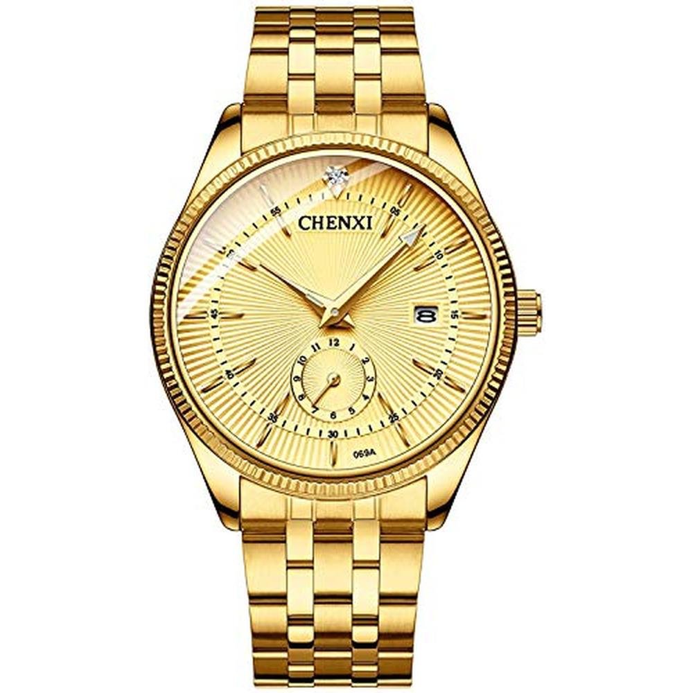 MASTOP Couple Watches: Golden Stainless Steel Waterproof – Side View