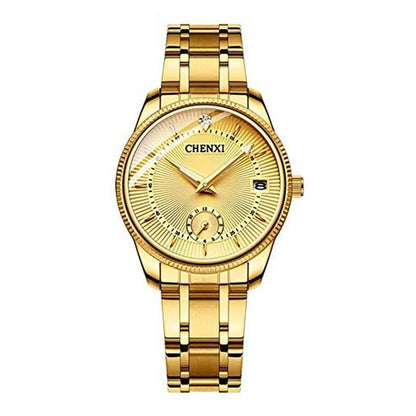 MASTOP Couple Watches: Golden Stainless Steel Waterproof – Close-up Detail