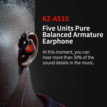 Linsoul KZ AS10 5BA HiFi Stereo in-Ear Earphone High – Side View
