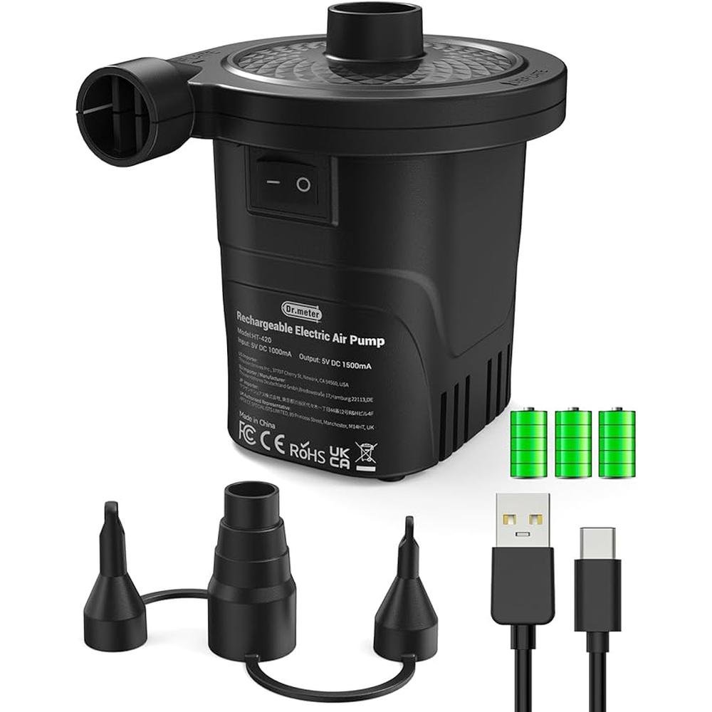 Air Pump: Dr. Meter Rechargeable 4000mAh Battery Air – Front View