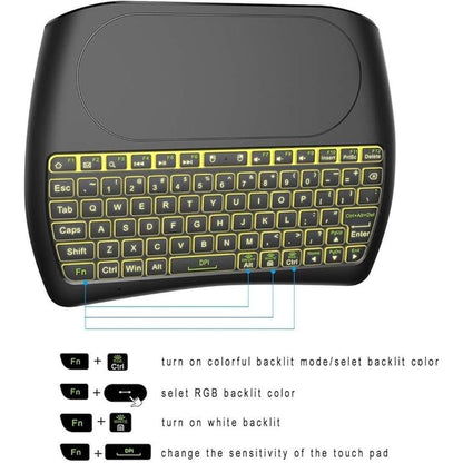 Wireless Keyboard Touchpad: D8 Mini Colorful Backlit Small – In Use
