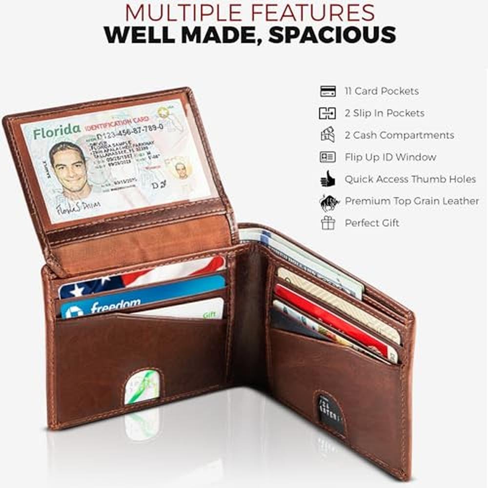 BULL GUARD Mens RFID Blocking Bifold Wallet Soft Genuine – Side View