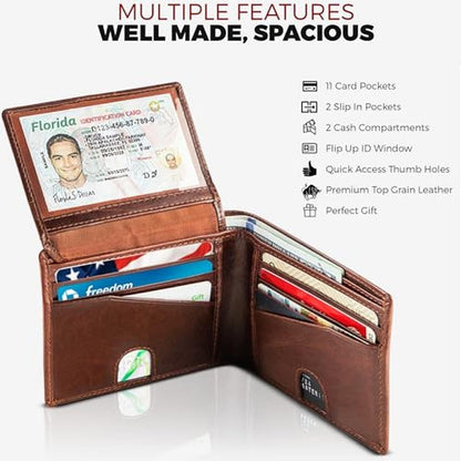BULL GUARD Mens RFID Blocking Bifold Wallet Soft Genuine – Side View