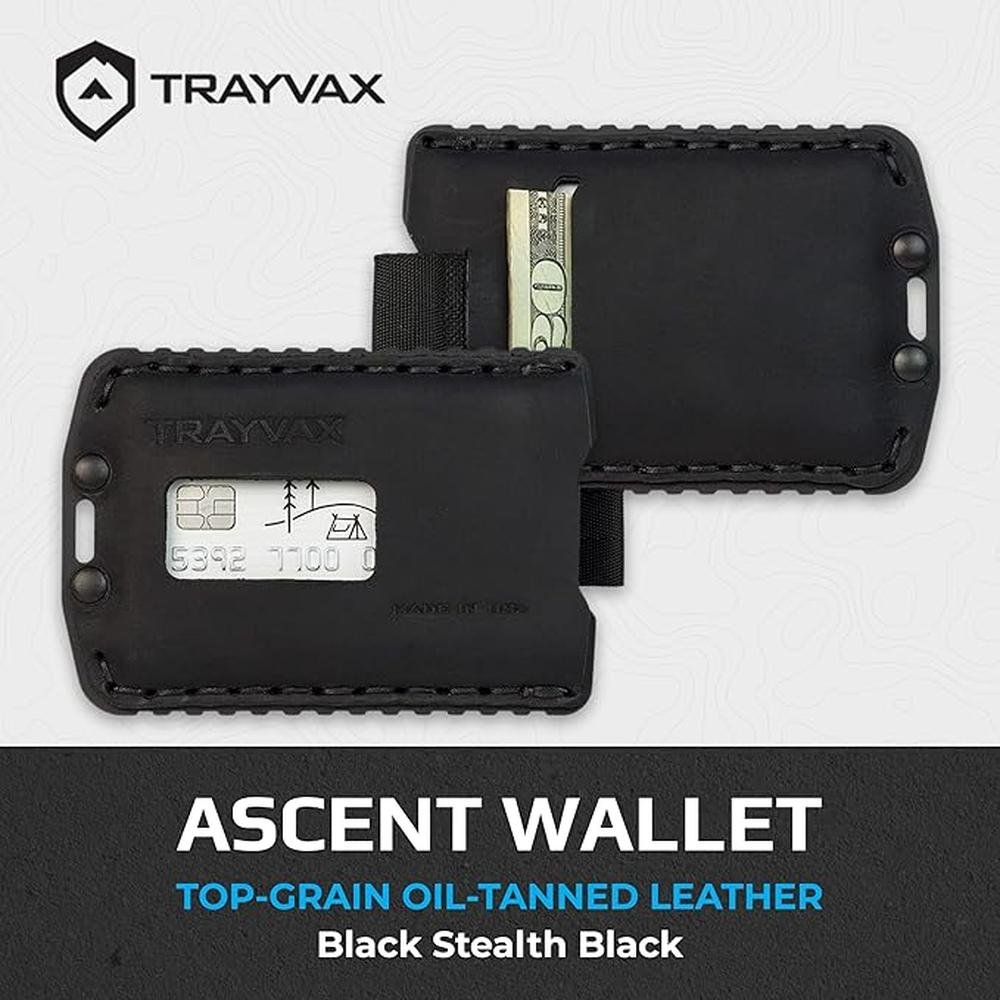 Wallet Black: Trayvax Ascent Wallet RFID Front Pocket Money – Side View