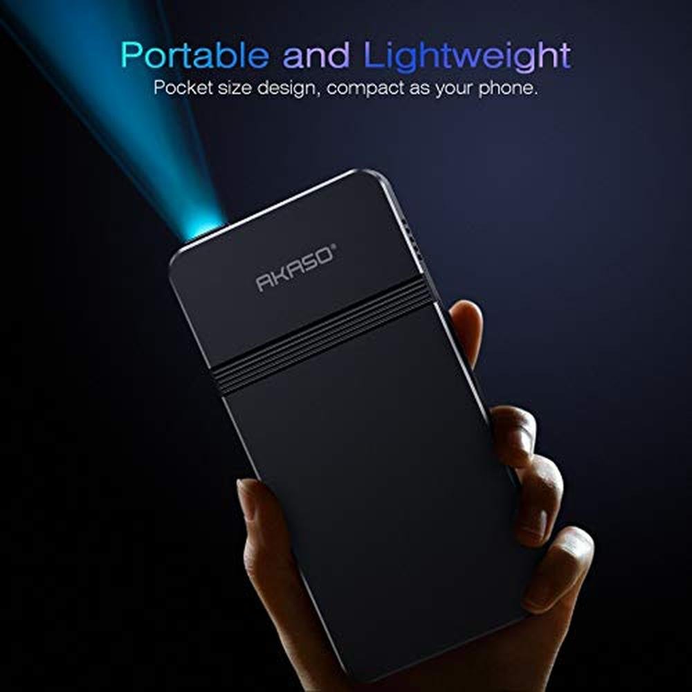 Projector Akaso: Akaso Mini Projector Pocket-Sized DLP – Side View