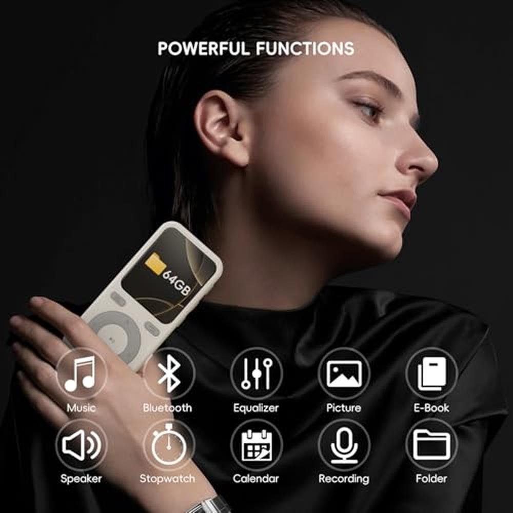 MP3 Player: Wiwoo 64GB Bluetooth Portable HiFi Lossless – Side View