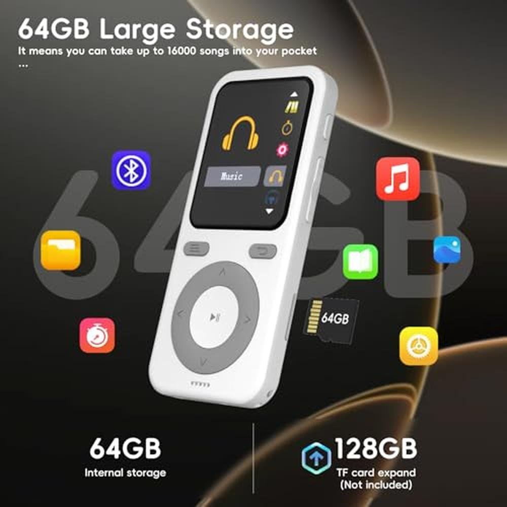 MP3 Player: Wiwoo 64GB Bluetooth Portable HiFi Lossless – In Use