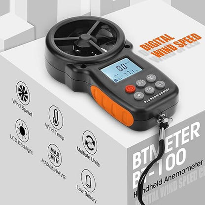 Wind Speed Meter: BTMETER BT-100 Handheld Anemometer – Side View